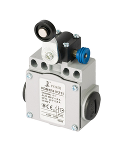 Łącznik krańcowy PDM1R41PZ11, 1NO+1NC migowe, dźwignia z rolką z tworzywa fi 18 z resetowaniem, metal IP66, 2xPG13.5...