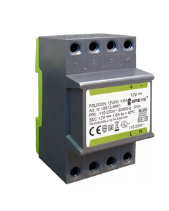 Zasilacz impulsowy PSLR 20N/12VDC, 20W, 12VDC 1.6A, zasil. 110-230V AC, ob. modułowa