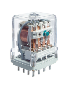 Przekaźnik R15-2014-23-1024-KLD, 4P 10A, cewka 24V DC, przycisk testujący, dioda LED, dioda tłumiąca