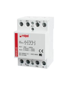Stycznik modułowy RIK40-22-24, 40A, 2NO+2NC, cewka 24V AC/DC, 3 moduły