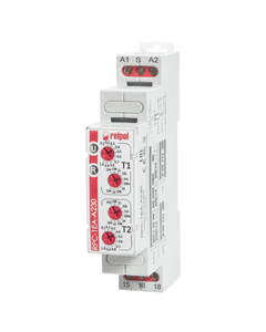 Przekaźnik czasowy RPC-1EA-A230, 1P 230VAC, 8 zakr.czas. Funkcje EWa, niezależne nastawy T1 i T2