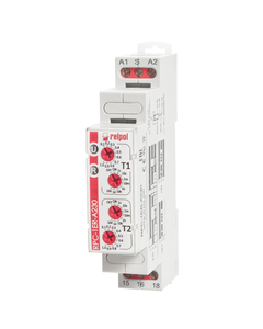 Przekaźnik czasowy RPC-1ER-A230, 1P 230VAC, 8 zakr.czas. funkcja ER, niezależne nastawy T1 i T2
