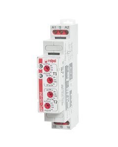 Przekaźnik czasowy RPC-1ES-UNI, 1P 12-240V AC/DC, 8 zakr. czas. funkcja EWs, niezależne nastawy T1 i T2