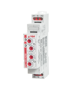 Przekaźnik czasowy RPC-1EU-A230, 1P 230VAC, 8 zakr. czas. funkcje: EWu + Nwu, niezależne nastawy T1 i T2
