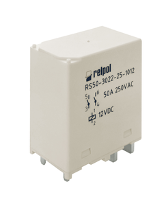 Przekaźnik RS50-3022-25-1012, 2Z 50A, cewka 12V DC, montaż PCB, do systemów solarnych