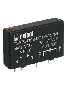 Przekaźnik półprzewodnikowy miniaturowy RSR20-D32-A0-38-030-0, 3A wyj. 48-415V AC, ster. 4-32V DC, zał. w zerze