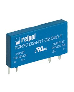 Przekaźnik półprzewodnikowy miniaturowy RSR30-D12-D1-02-040-1, 4A wyj. 0-30V DC, ster. 7-20V DC, zał. natychmiastowe