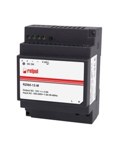 Zasilacz impulsowy RZI60-12-M, 60W, 12VDC 4.5A, zasil. 90-264V AC, ob. modułowa