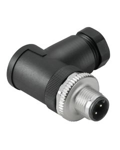 Złącze rozbieralne męskie SAISW-4/7, M12 4P, kątowe, kod-A, zaciski śrubowe, dław. 4-6mm, żyły 0.14-0.75mm2