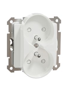 Sedna Design, Gniazdo podwójne 2x2P+PE SDD111271, białe, bez ramki