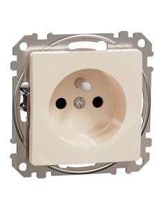 Sedna Design, Gniazdo pojedyncze 2P+PE SDD112012, beżowe, bez ramki