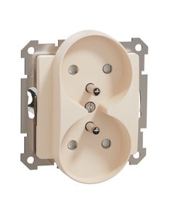 Sedna Design, Gniazdo podwójne 2x2P+PE SDD112275, beżowe, bez ramki
