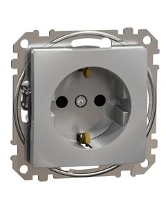 Sedna Design, Gniazdo Schuko SDD113021, srebrne aluminum, bez ramki