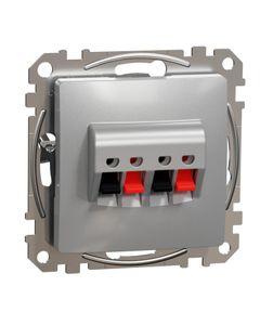 Sedna Design, Gniazdo 2x głośnikowe SDD113411, srebrne aluminum, bez ramki