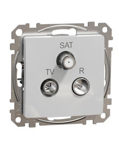 Sedna Design, Gniazdo RTV/SAT SDD113484, przelotowe (7dB), srebrne aluminum, bez ramki