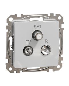Sedna Design, Gniazdo RTV/SAT SDD113488, przelotowe (10dB), srebrne aluminum, bez ramki