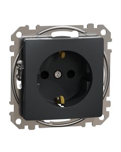 Sedna Design, Gniazdo Schuko SDD114021, antracytowe, bez ramki
