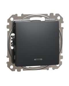 Sedna Design, Łącznik 1-biegunowy SDD114101L, z podświetleniem, antracytowy czarny, bez ramki