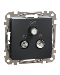 Sedna Design, Gniazdo RTV/SAT SDD114484, przelotowe (7dB), antracytowe czarne, bez ramki