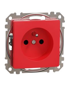Sedna Design, Gniazdo pojedyncze 2P+PE SDD115011, czerwone, bez ramki