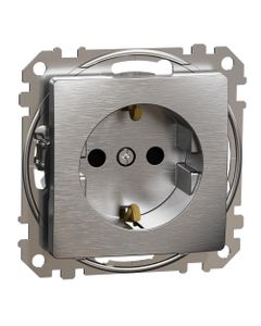 Sedna Design, Gniazdo Schuko SDD170021, szczotkowane aluminium, bez ramki
