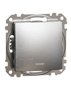 Sedna Design, Łącznik 1-biegunowy SDD170101L, z podświetleniem, szczotkowane aluminium, bez ramki