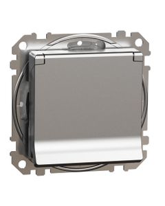 Sedna Design, Gniazdo pojedyncze 2P+PE SDD270013, szczotkowane aluminium, bez ramki