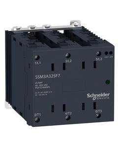 Przekaźnik półprzewodnikowy 3-fazowy SSM3A325BD, 25A wyj. 48-600V AC, ster. 4-32V DC, zał. w zerze, na szynę DIN