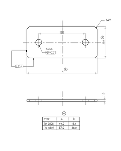 Płyta montażowa TM 0505, 26x48mm, stal ocynkowana, do obudowy Euronord PC/ABS