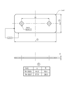 Płyta montażowa TM 0507, 26x57mm, stal ocynkowana, do obudowy Euronord PC/ABS