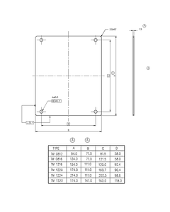 Płyta montażowa TM 0816, 71x134mm, stal ocynkowana, do obudowy Euronord PC/ABS