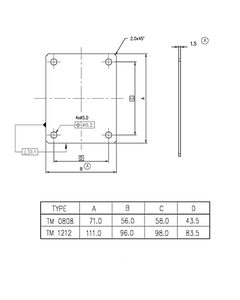 Płyta montażowa TM 1212, 96x111mm, stal ocynkowana, do obudowy Euronord PC/ABS