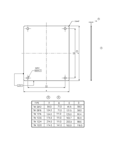 Płyta montażowa TM 1216, 111x134mm, stal ocynkowana, do obudowy Euronord PC/ABS