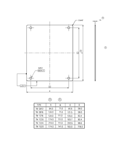Płyta montażowa TM 1520, 141x174mm, stal ocynkowana, do obudowy Euronord PC/ABS
