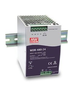 Zasilacz impulsowy WDR-480-24, 240W, 24VDC 20A, zasil. 1 lub 2-fazowe 180-550VAC, ob. metal
