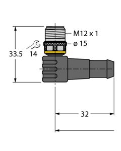 Przewód do czujników M12 8P złącze męskie kątowe, kod-A, 2m PUR, WSC8T-2/TXL