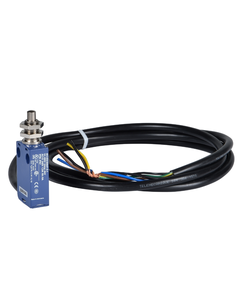 Łącznik krańcowy XCMD21F0L1, 1NO+1NC migowe, trzpień wciskany metalowy, z nakr. mocującą M12, metal IP66, kabel 1m