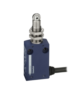 Łącznik krańcowy XCMN21F2L1, 1NO+1NC migowe, trzpień wciskany z rolką metalową, z nakr. mocującą M12, plastik  IP65, kab...