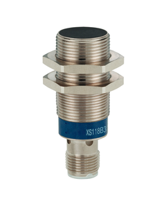 Czujnik indukcyjny XS118B3PAM12, M18 Sn-8mm, 12-24V DC, PNP NO, czoło wbudowane, 3p konektor M12, mosiądz L50mm