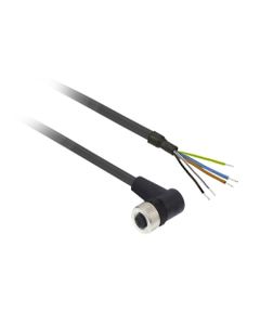 Przewód do czujników M12 5P złącze żeńskie kątowe, 5m PUR, 5x0.34mm2, XZCP1264L5